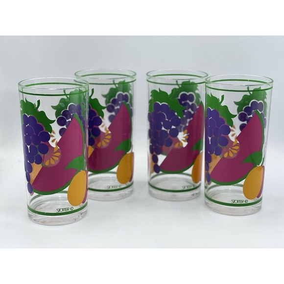 Vintage RARE STOTTER Mid-Century Plastic Fruit Pitcher and 4 Highball Glasses - Picture 2 of 11